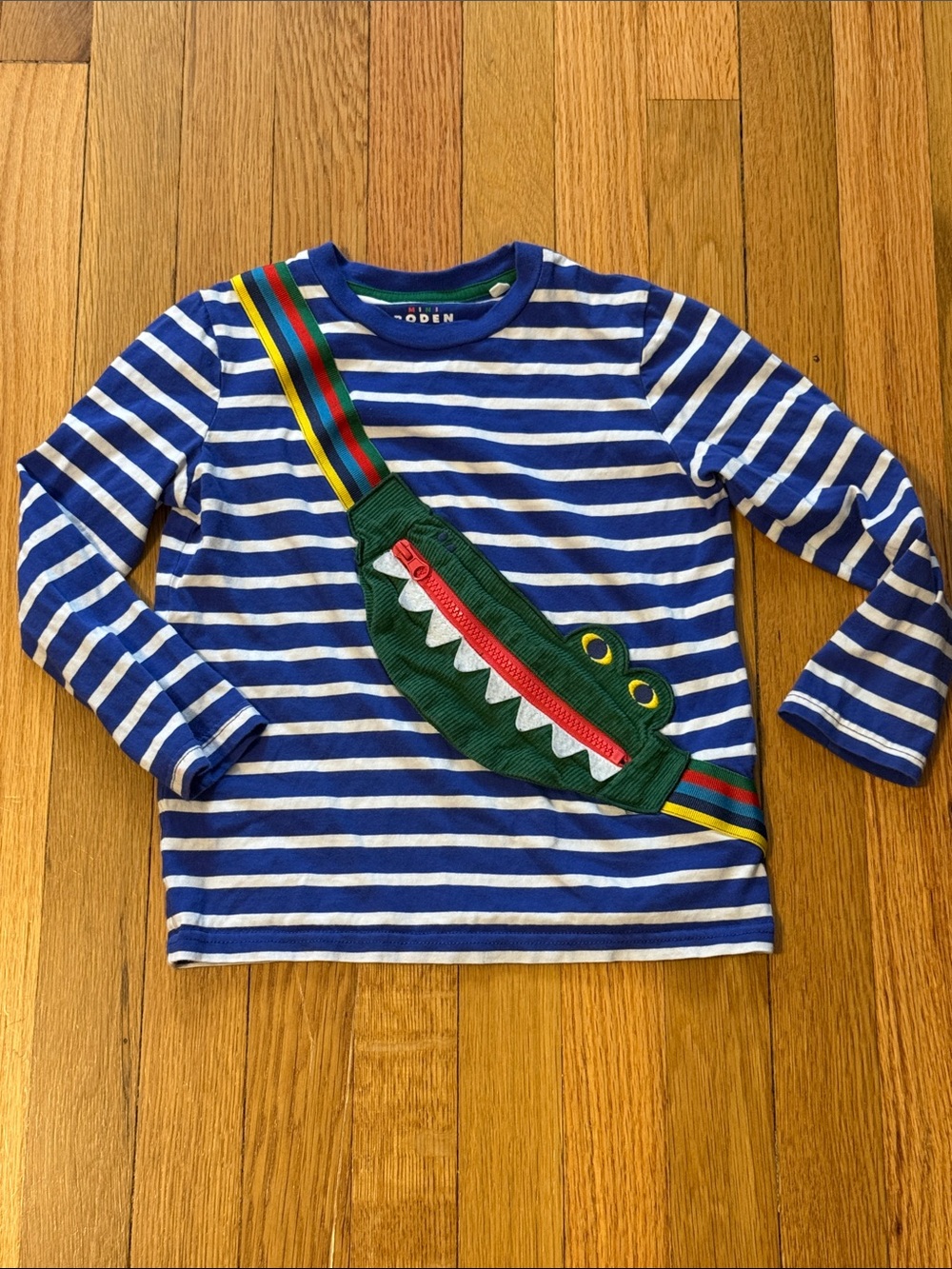 Mini Boden Alligator Crocodile Zipper Pouch Shirt Size 5-6 Years